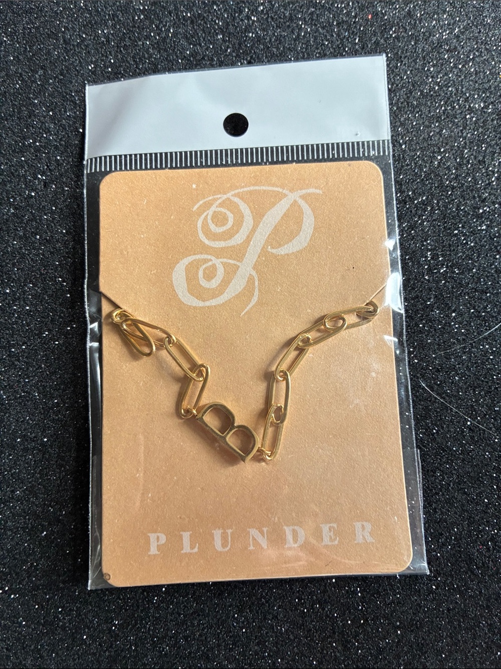 Plunder Gold Paperclip Link Necklace - Initial B
